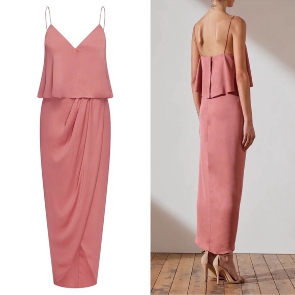 Shona Joy Luxe Frill Satin Wedding Guest Cocktail Dress Rose Women US 8 - Picture 2 of 11